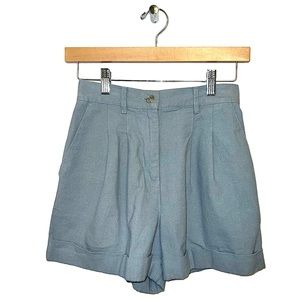 🍯 Linen shorts • high-waisted, pleated TROUSER shorts • sky blue • ASOS